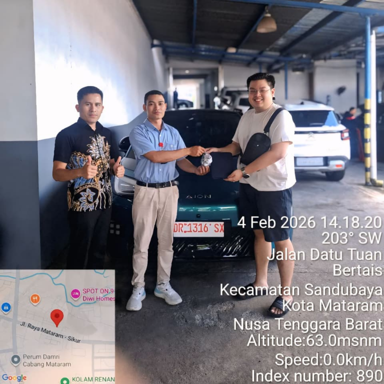 serah terima kendaraan aion ut premium lombok